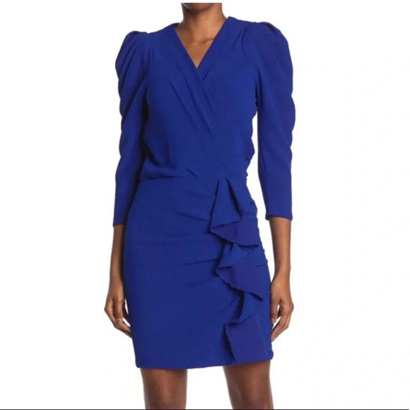 NWT Ba&Sh Melinda Puff Sleeve Ruched Mini Dress Blue Size XS - Picture 11 of 11